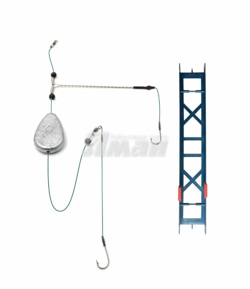 Оснастка фидерная Яман Донка №2, груз ложка скольз. 80 г, Отвод 15 см, плетеный шнур 0,25 мм крючок