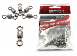 Вертлюг Namazu ROLLING RIBBED SWIVEL, латунь, цв. BN, р. 6, test-19 кг уп.10 шт