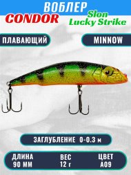 Воблер Condor Slon плавающий размер 90 мм вес 12 г заглубление 0 - 0,3 м цвет A09