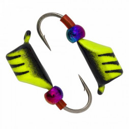 Мормышка вольфрамовая Condor Безмотылка Столбик шарик хамелеон d 2,0 мм, вес 0,29 гр, лимон с полосками черный 10 шт